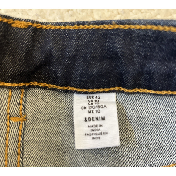 &Denim by H&M Midi Pencil Denim Skirt Women's Size 10 Blue Zipper Front Pockets - Picture 5 of 6